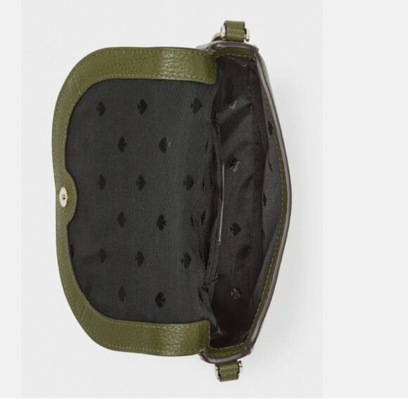 Kate Spade Leila Mini Flap Pebble Leather Crossbody Purse - Enchanted Green - Picture 4 of 5